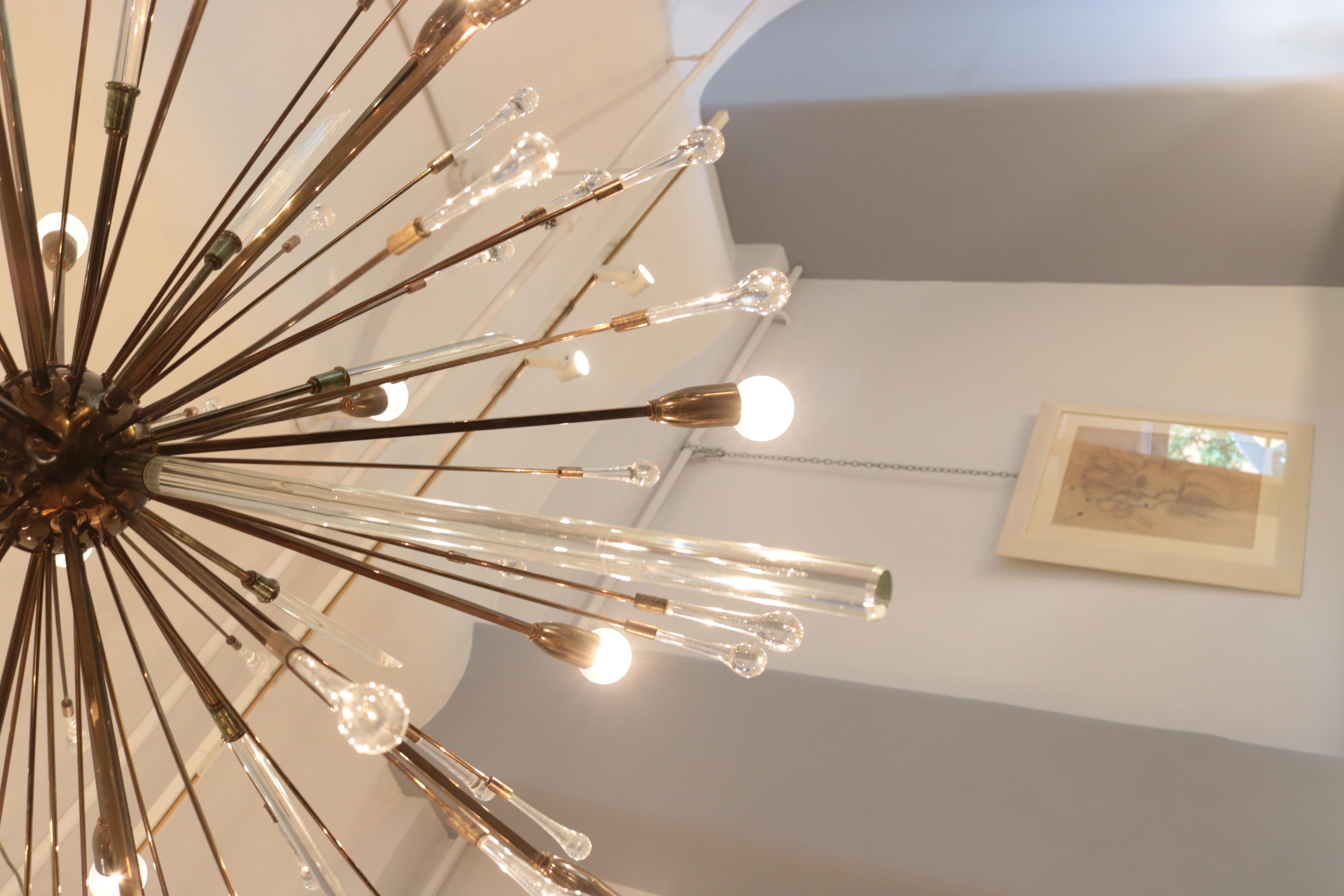 Austrian Twenty Light Modernist Sputnik Chandelier For Sale