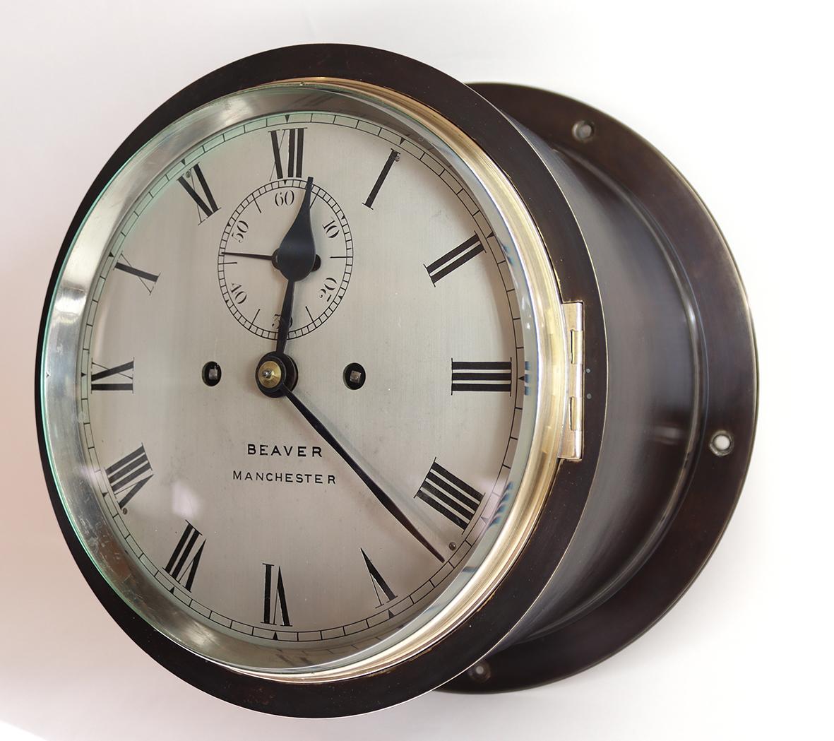 Industrial A Twin Fusee Ships Striking Bulkhead Clock For Sale