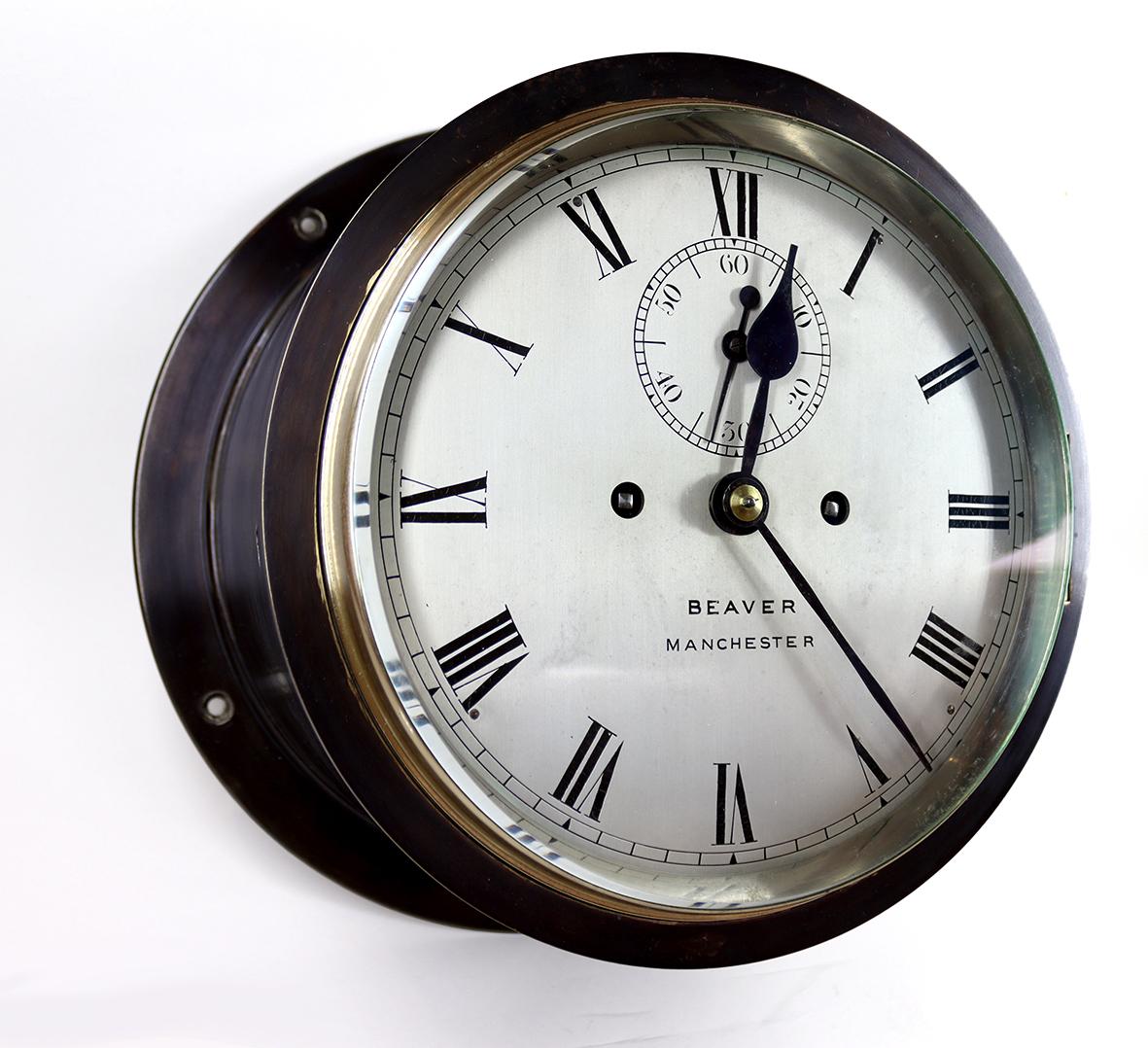 English A Twin Fusee Ships Striking Bulkhead Clock For Sale