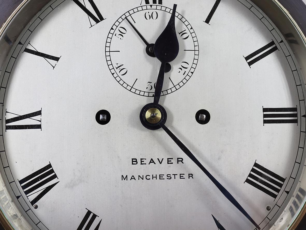Beveled A Twin Fusee Ships Striking Bulkhead Clock For Sale
