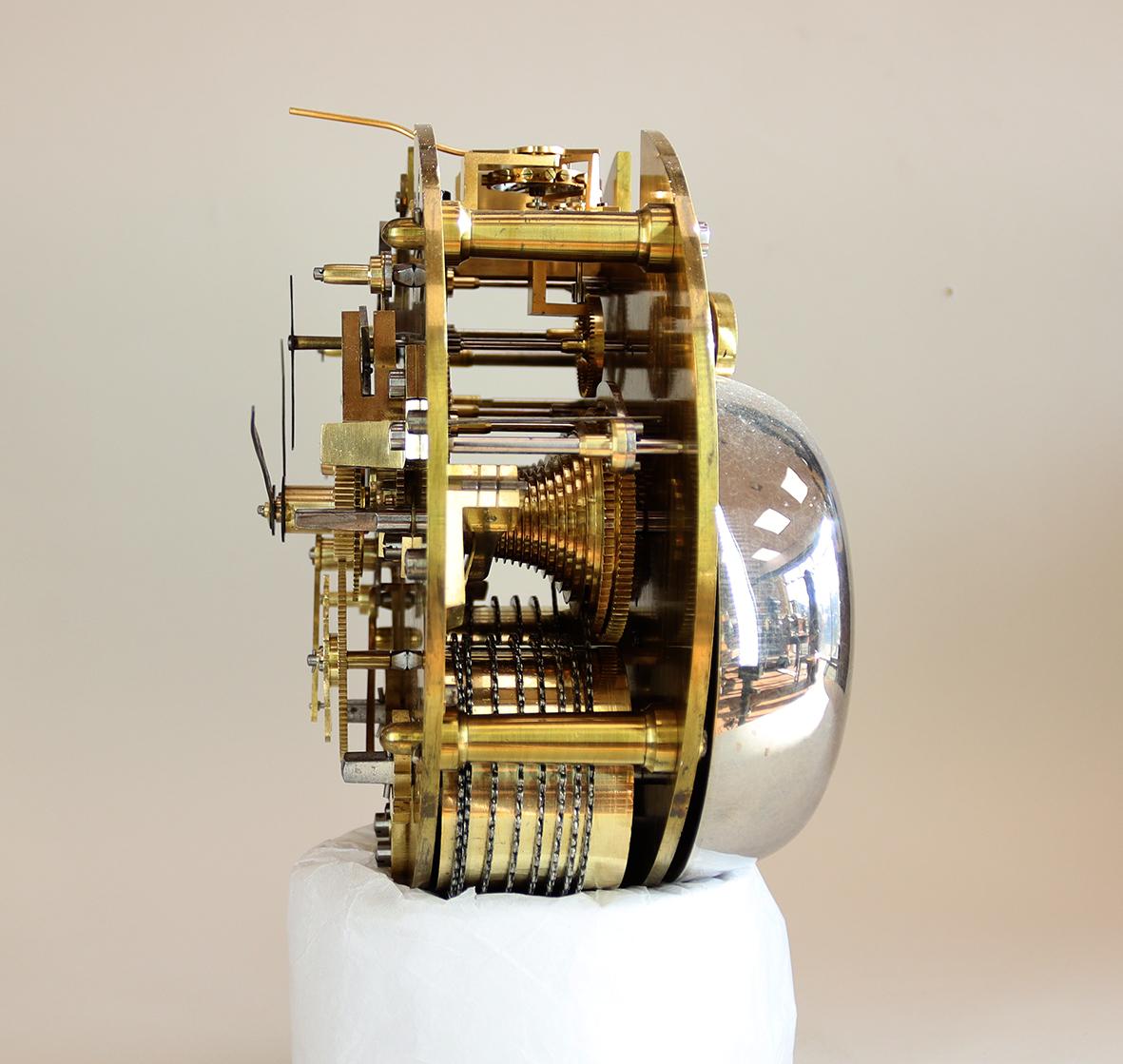 Silver A Twin Fusee Ships Striking Bulkhead Clock For Sale