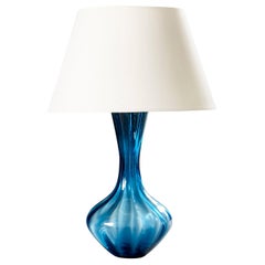 Twisted Blue Glass Vase as a Table Lamp