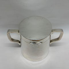 Two Handles Silver Biscuit Tin with a Gilt Interior