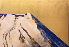 A two-panel folding screen on gold leaf depicting snow-covered Mount Fuji