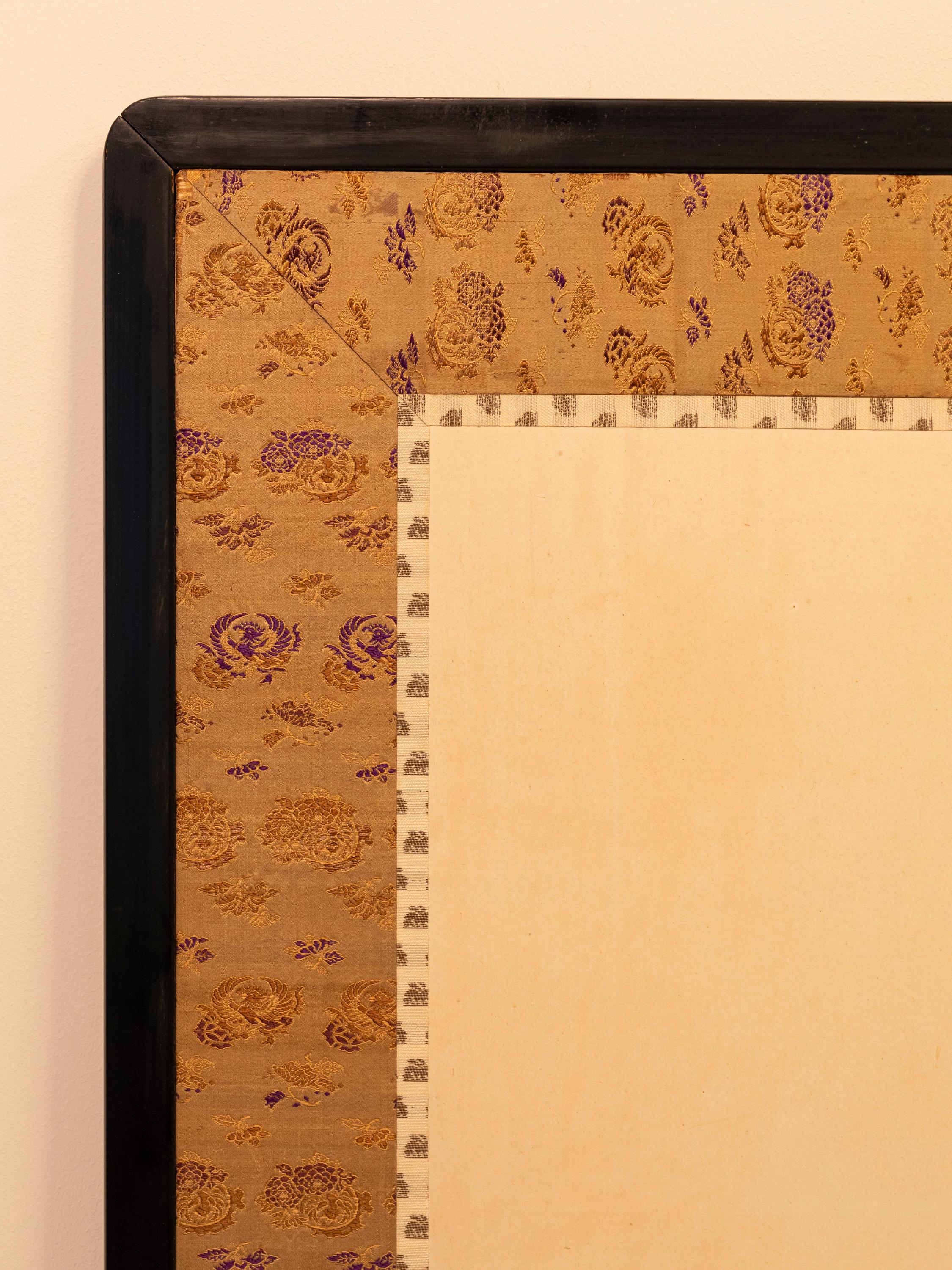 Uno schermo pieghevole a due pannelli con una scena naturalistica in vendita 1