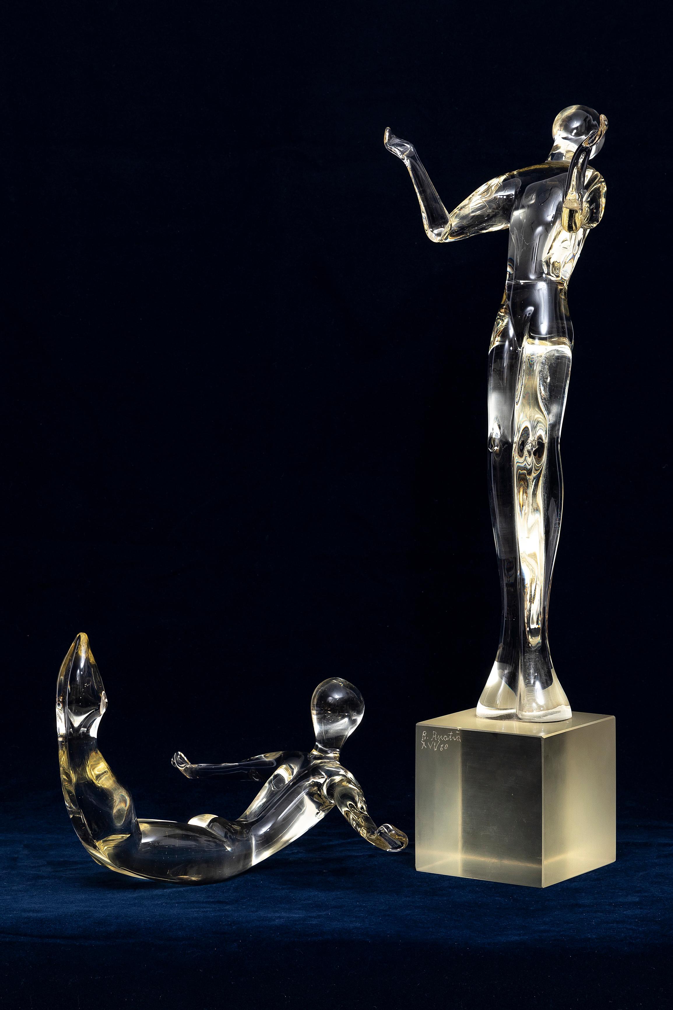 A Two-piece Renato Anatra Gymnast Dancer Sculpture by Murano Art Glass, Signed For Sale 4