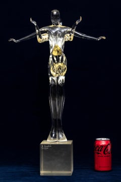 Zweiteilige Renato Anatra Turnerin-Skulptur aus Murano-Kunstglas, signiert