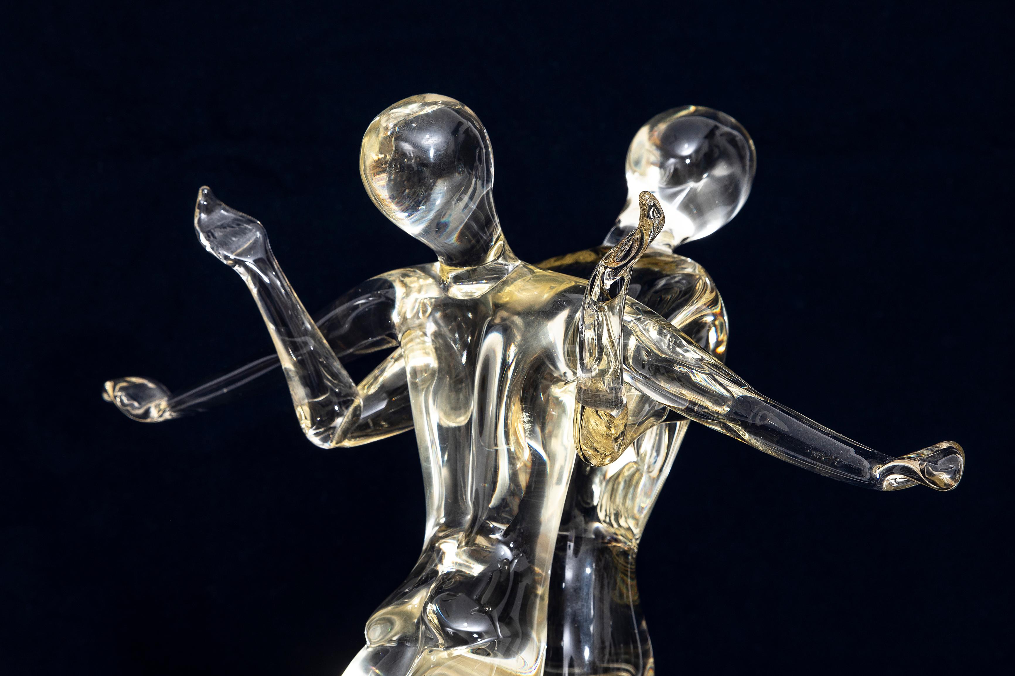 A Two-piece Renato Anatra Gymnast Dancer Sculpture by Murano Art Glass, Signed For Sale 1