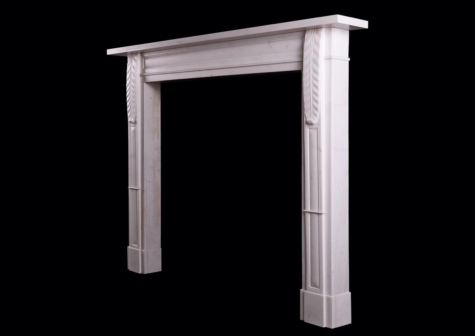 20th Century Understated English Regency Statuary Marble Fireplace For Sale