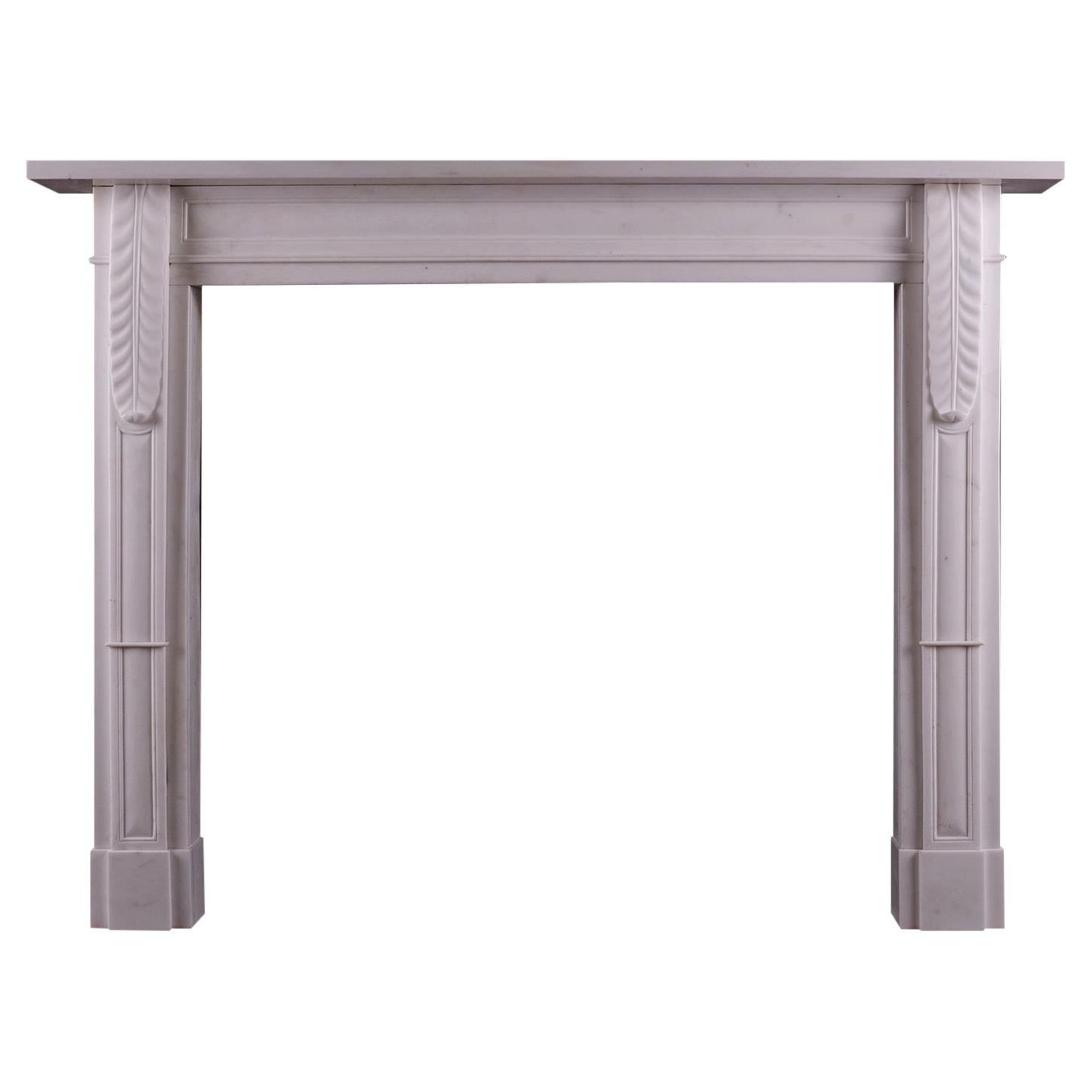 Understated English Regency Statuary Marble Fireplace For Sale