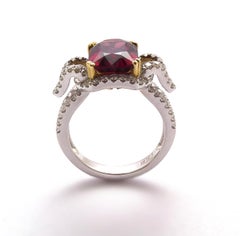 Unheated Spinel 3.50 Carat and Diamond Ring Mounted in 18 Karat White Gold