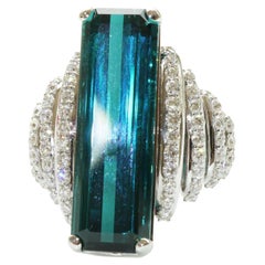 Bague brillante en indicolith bleu menthe d'Afghanistan d'une mystérieuse origine