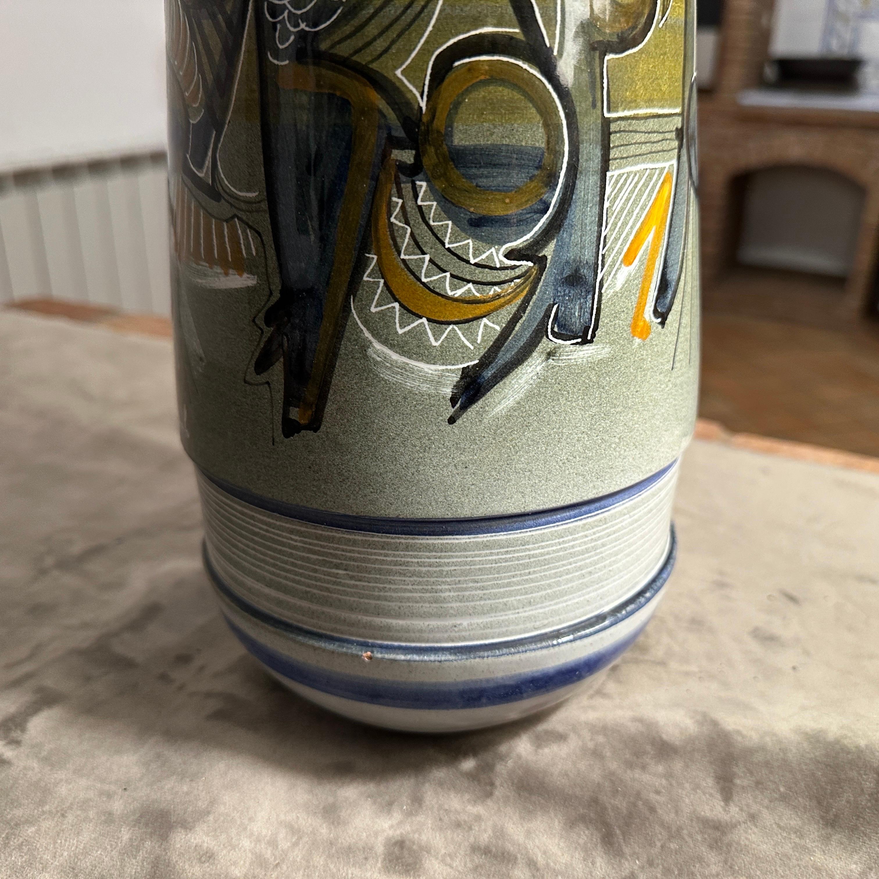 A Unique 1960s Futurist hand-Painted Ceramic Vase by Cianciolo for Nova For Sale 8