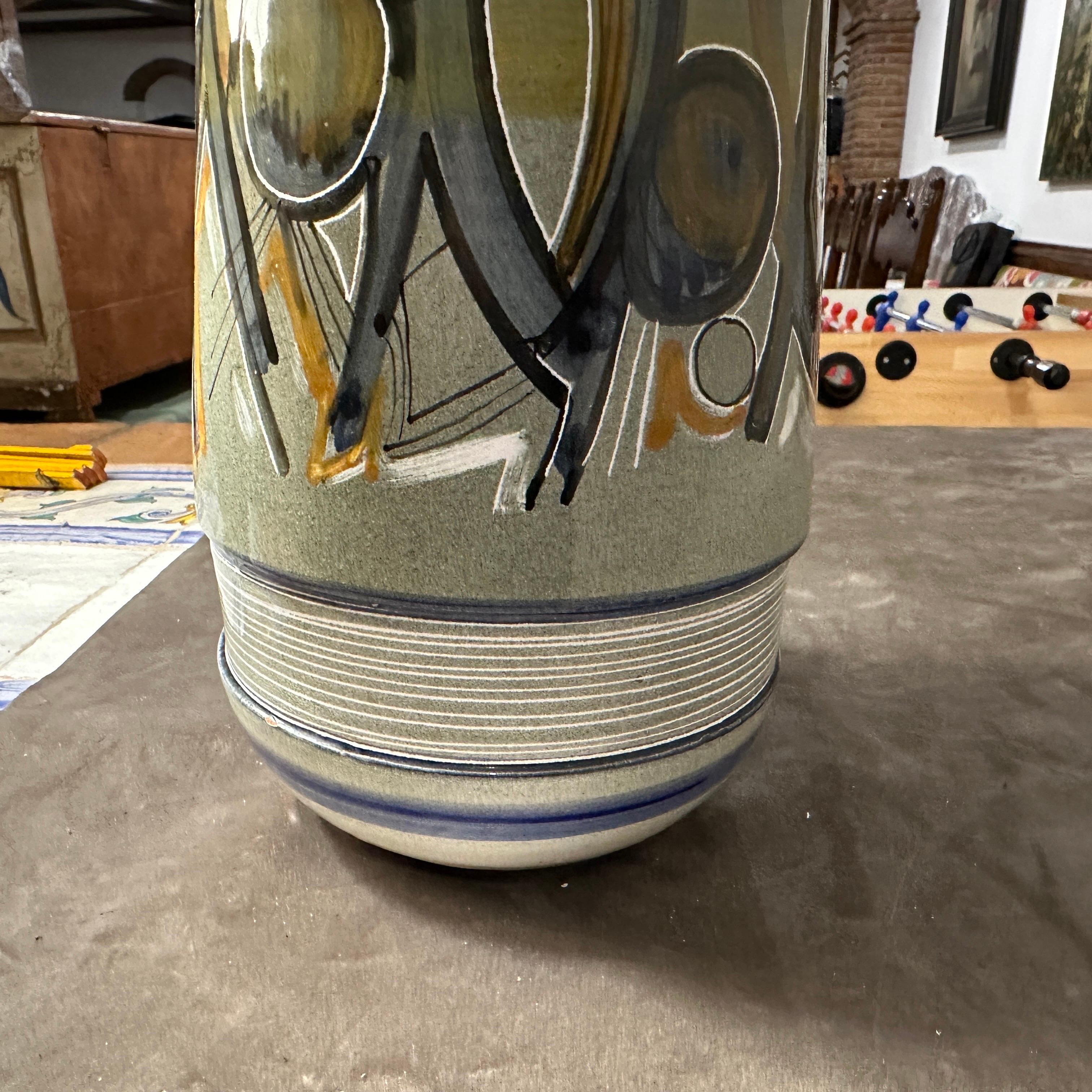 Hand-Painted A Unique 1960s Futurist hand-Painted Ceramic Vase by Cianciolo for Nova For Sale