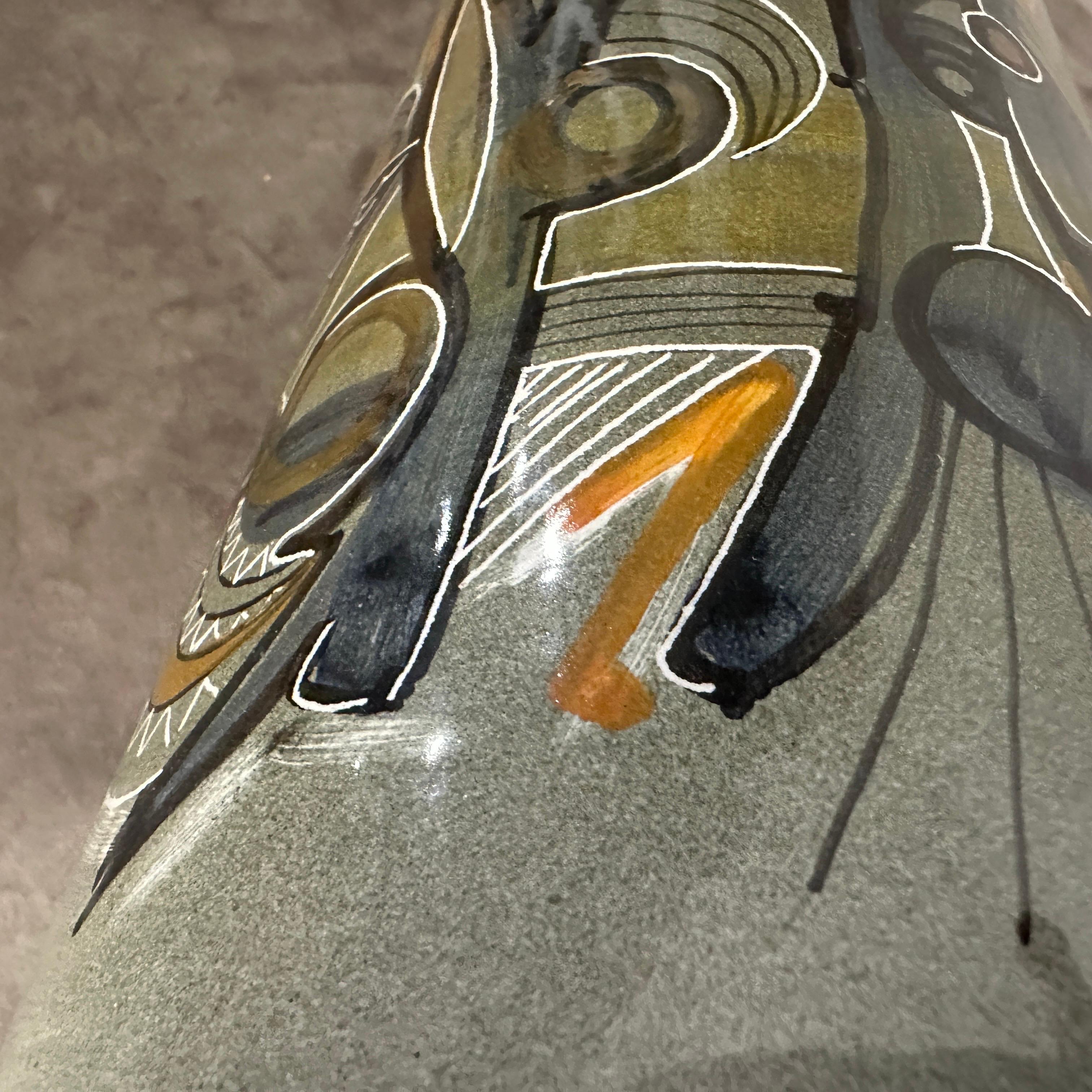 20th Century A Unique 1960s Futurist hand-Painted Ceramic Vase by Cianciolo for Nova For Sale