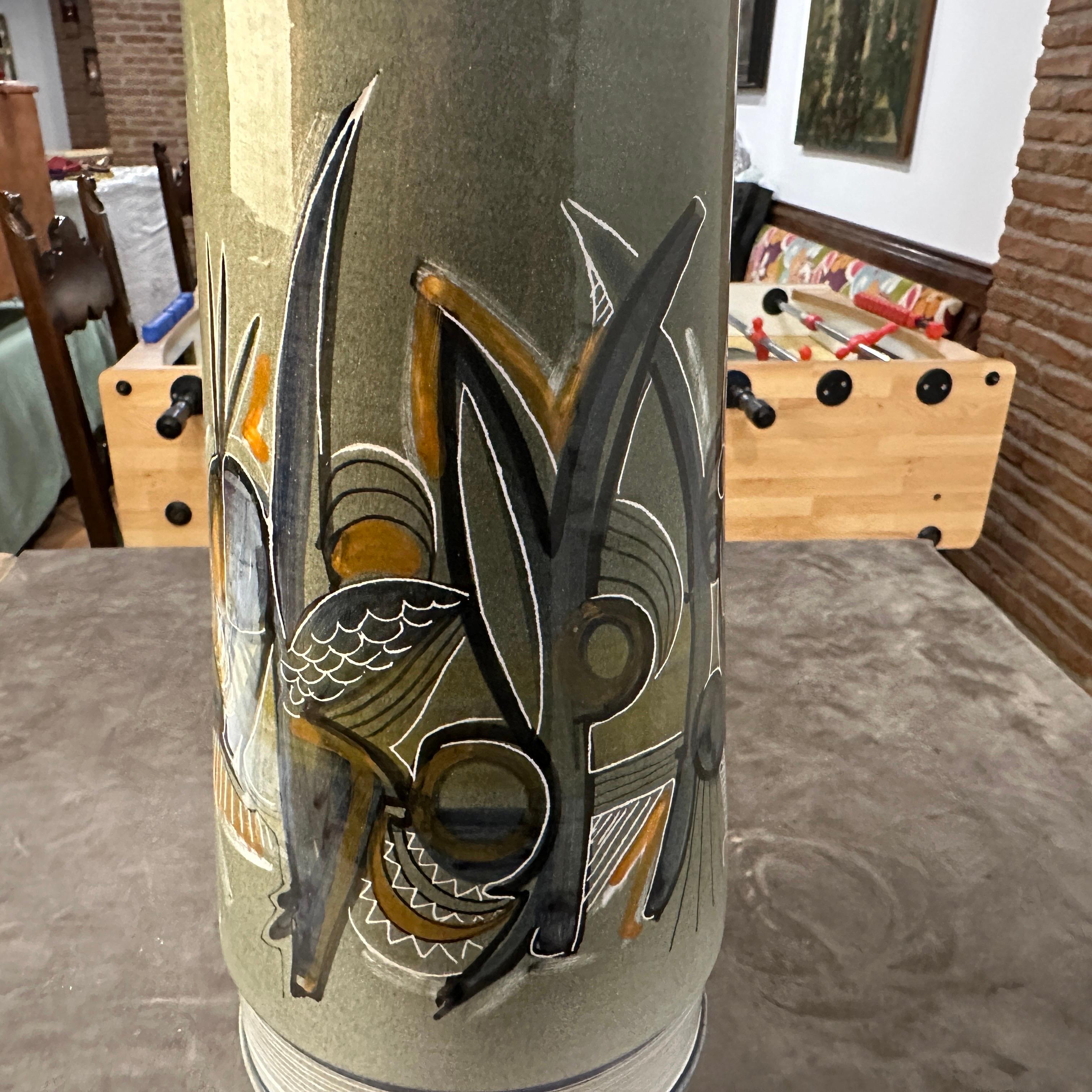 A Unique 1960s Futurist hand-Painted Ceramic Vase by Cianciolo for Nova For Sale 2