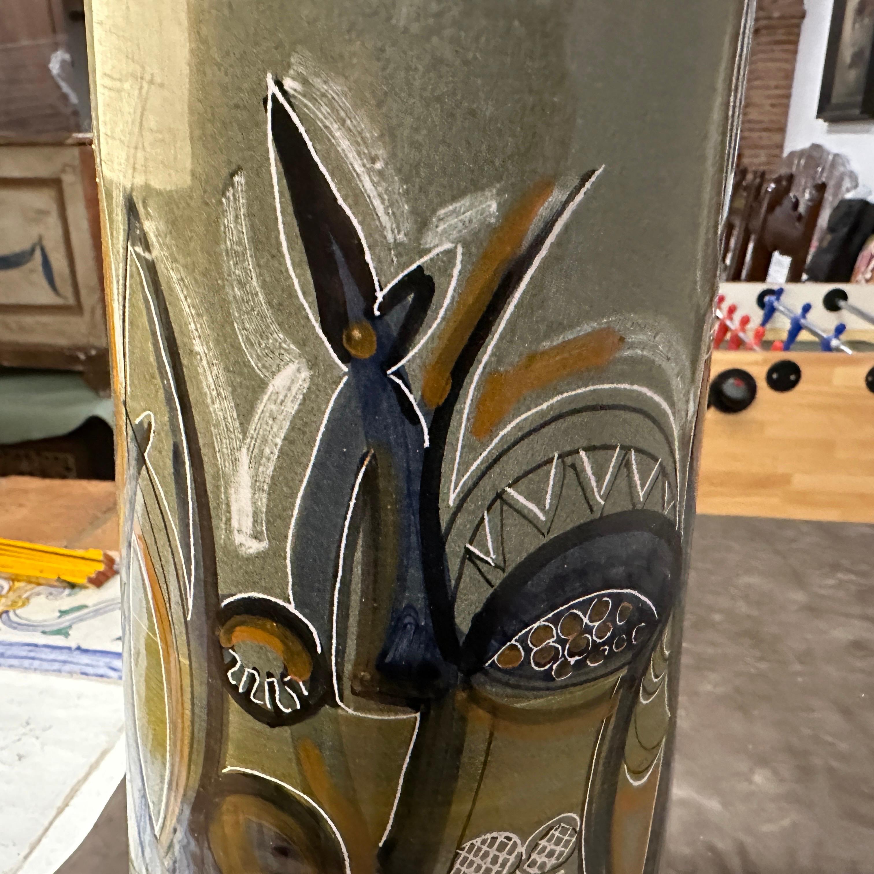A Unique 1960s Futurist hand-Painted Ceramic Vase by Cianciolo for Nova For Sale 4