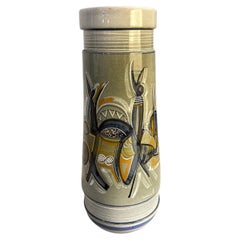 A Unique 1960s Futurist hand-Painted Ceramic Vase by Cianciolo for Nova