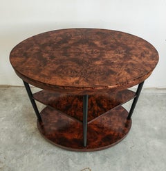 A unique 3-tier Art Deco Side or Center Table done in walnut burl, Austria 1920s