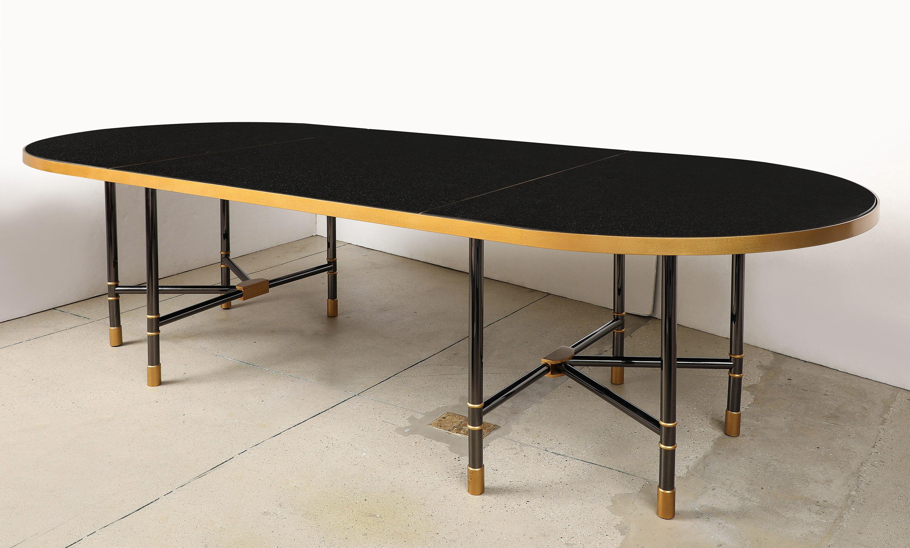 A Unique and Superb Bronze and Granite Dining Table, by Karl Springer For Sale 1