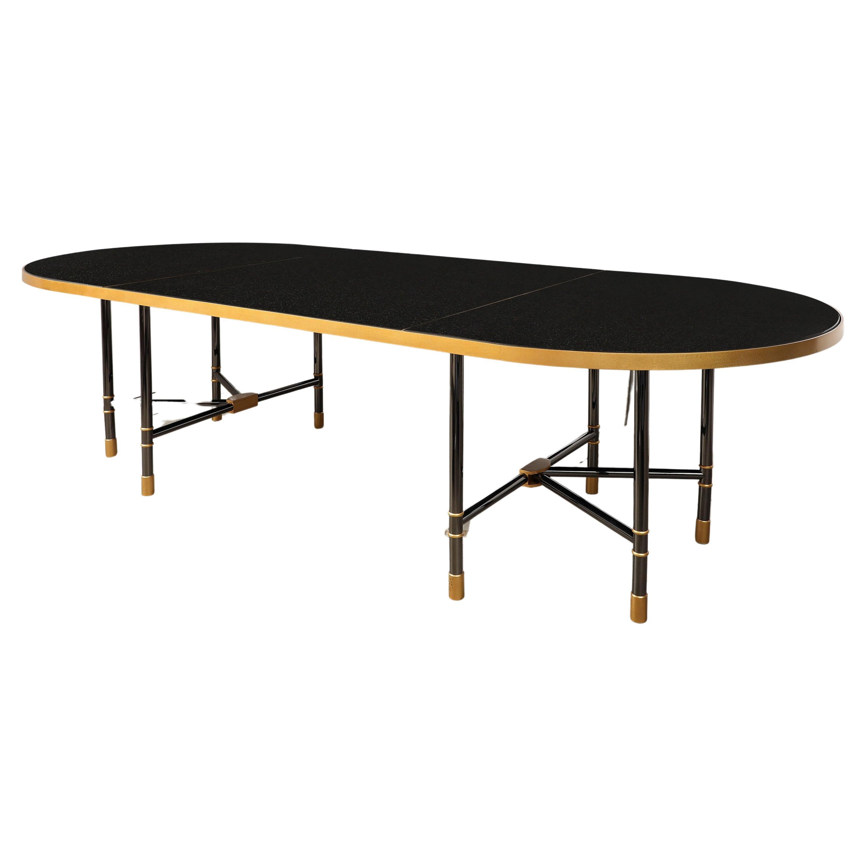 A Unique and Superb Bronze and Granite Dining Table, by Karl Springer For Sale