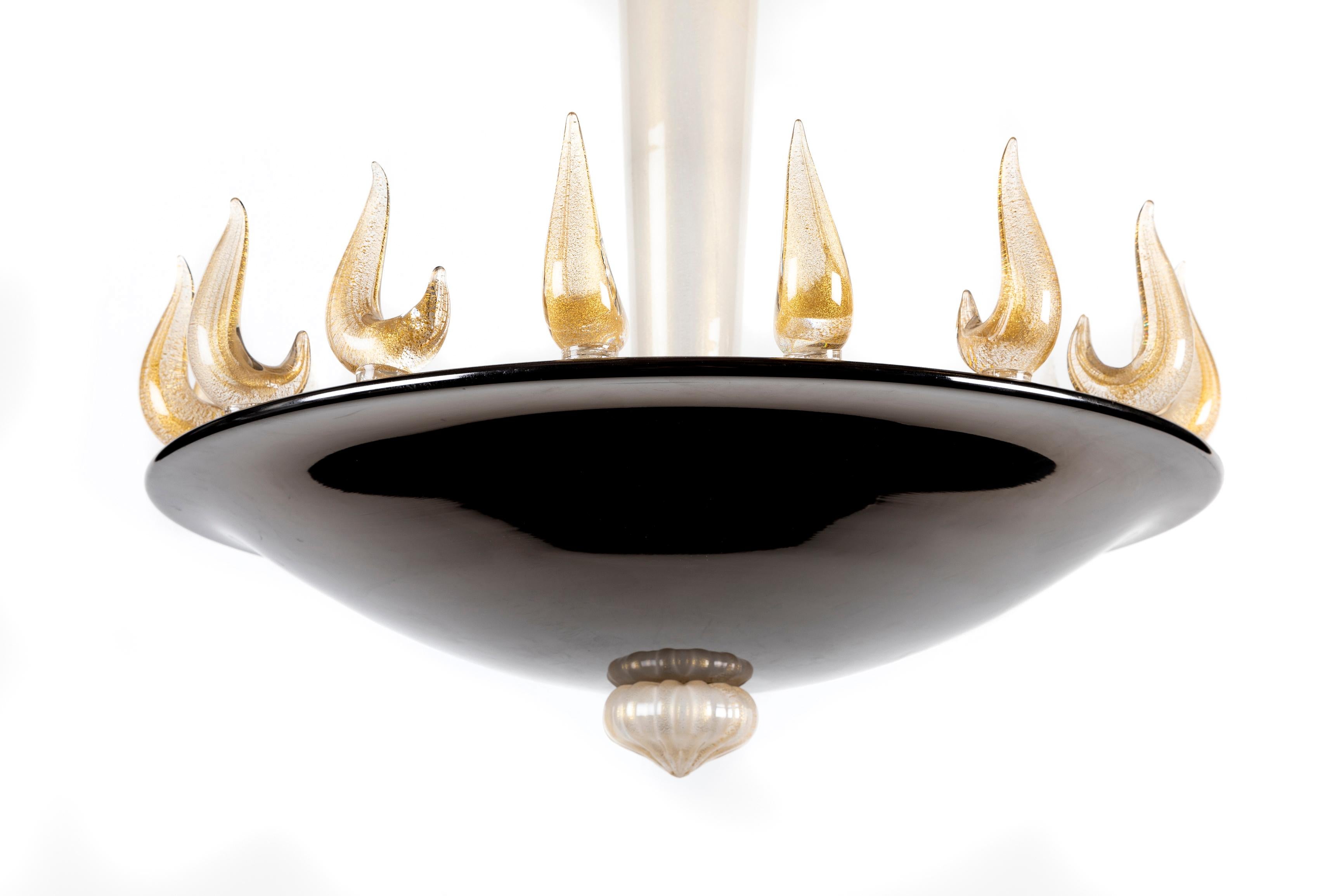 Italian A Unique Antique Art Deco Murano Glass Chandelier, 1940 For Sale
