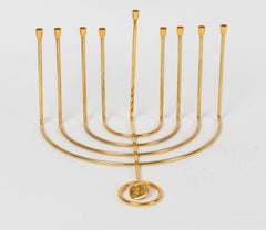 A Unique Chanukkiah of gilt brass, by the Foremost Israeli Artist Moshe Zabari