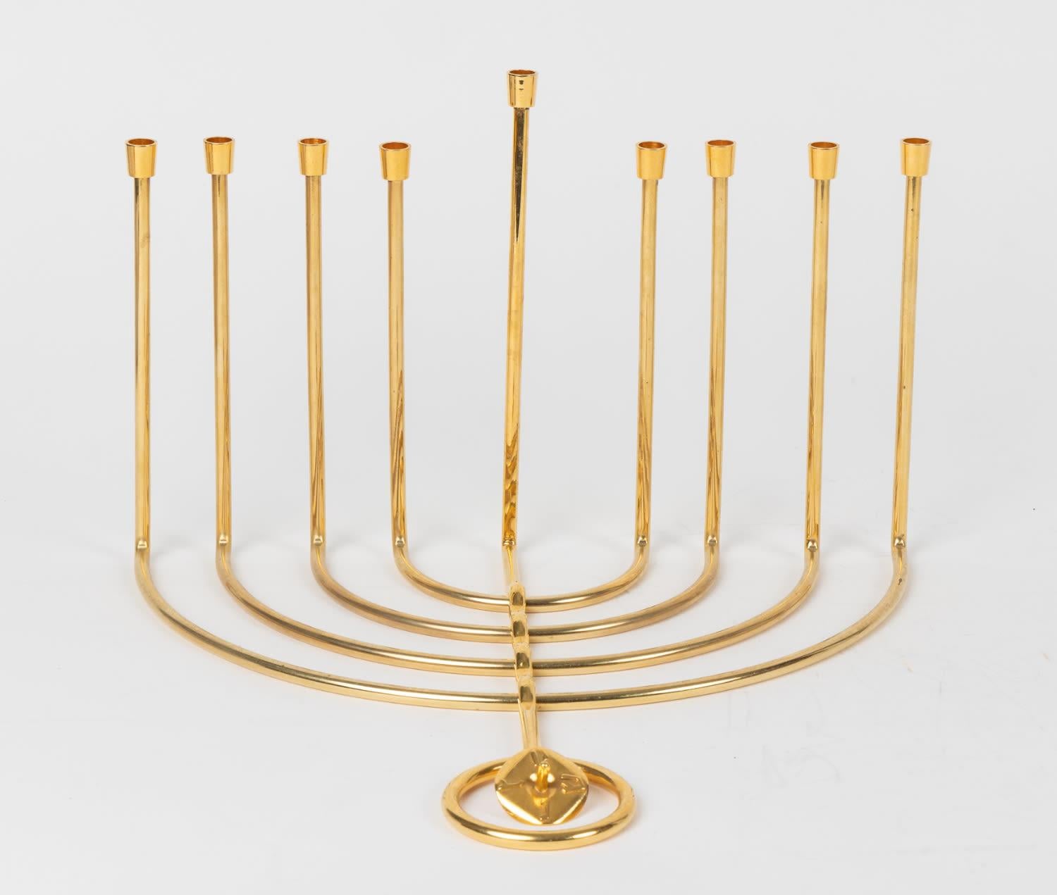 Late 20th Century A Unique Chanukkiah of gilt brass, by the Foremost Israeli Artist Moshe Zabari