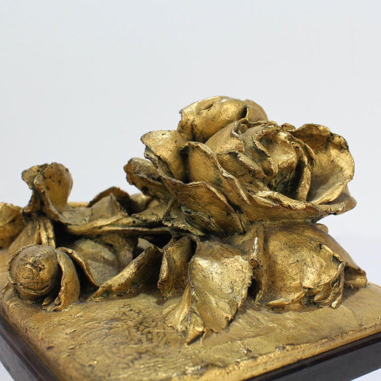 Unique Cire Perdue Gilt Bronze Sculpture of Roses by Louis Ernest Barrias For Sale 6