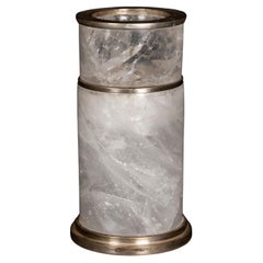 A Unique French Art Deco Style Silvered Bronze and  Rock Crystal Candlestick