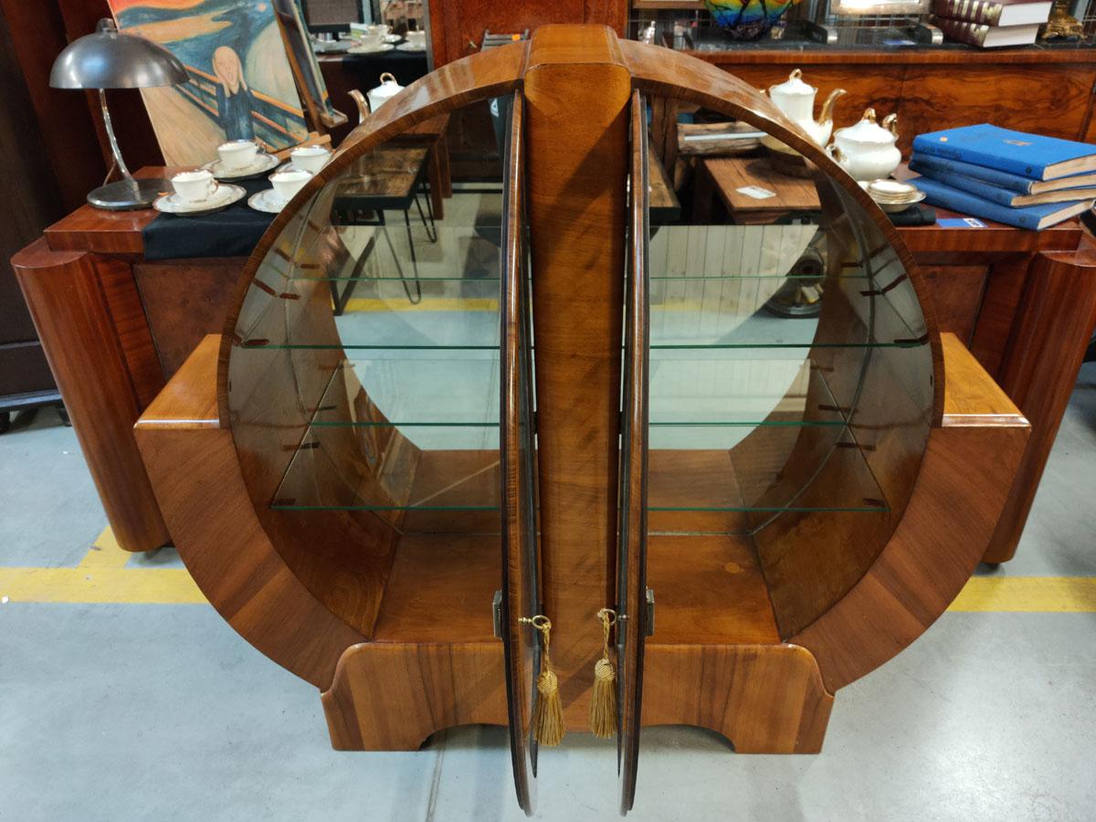 Wood Unique Glass Cabinet, Art Deco