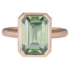 Bague unique en or 18 carats avec zircon vert de 7,40 carats, couleur champagne