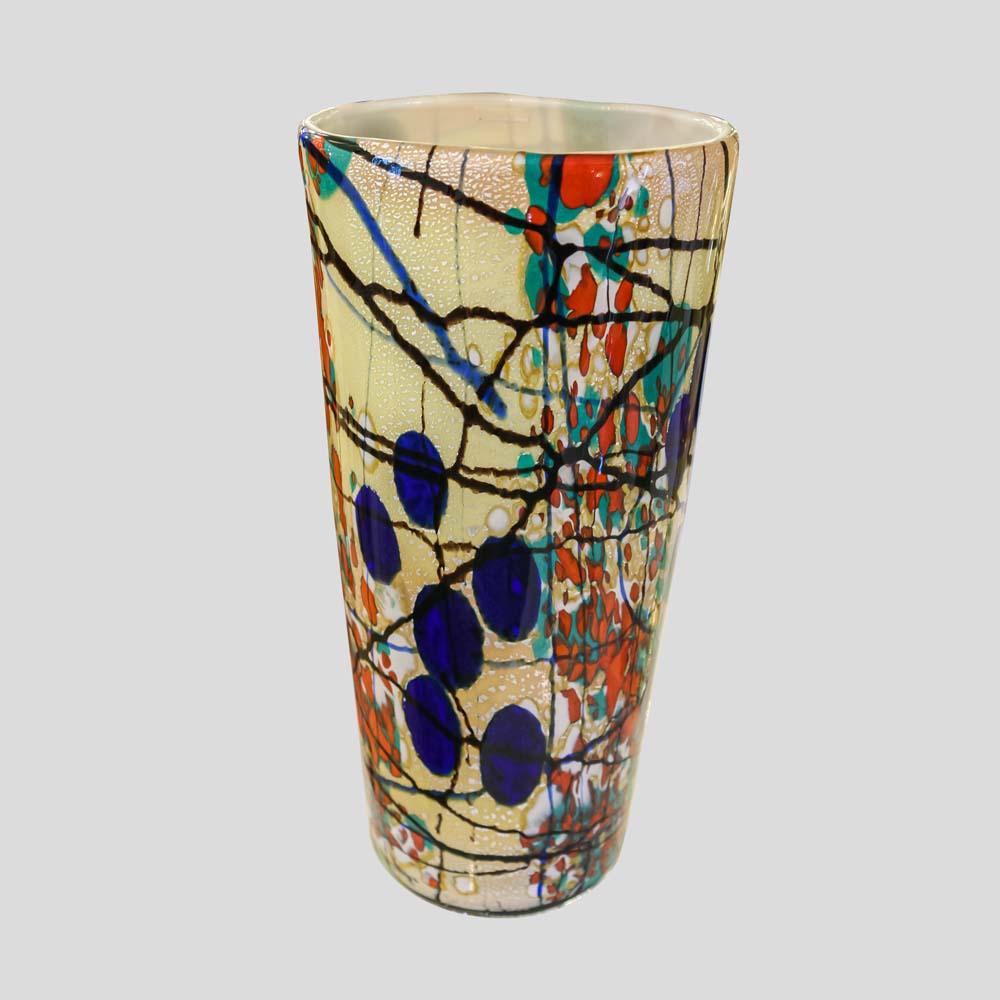 Fine XX secolo Un vaso unico in vetro di Murano soffiato a mano e multicolore di Cenedese in vendita