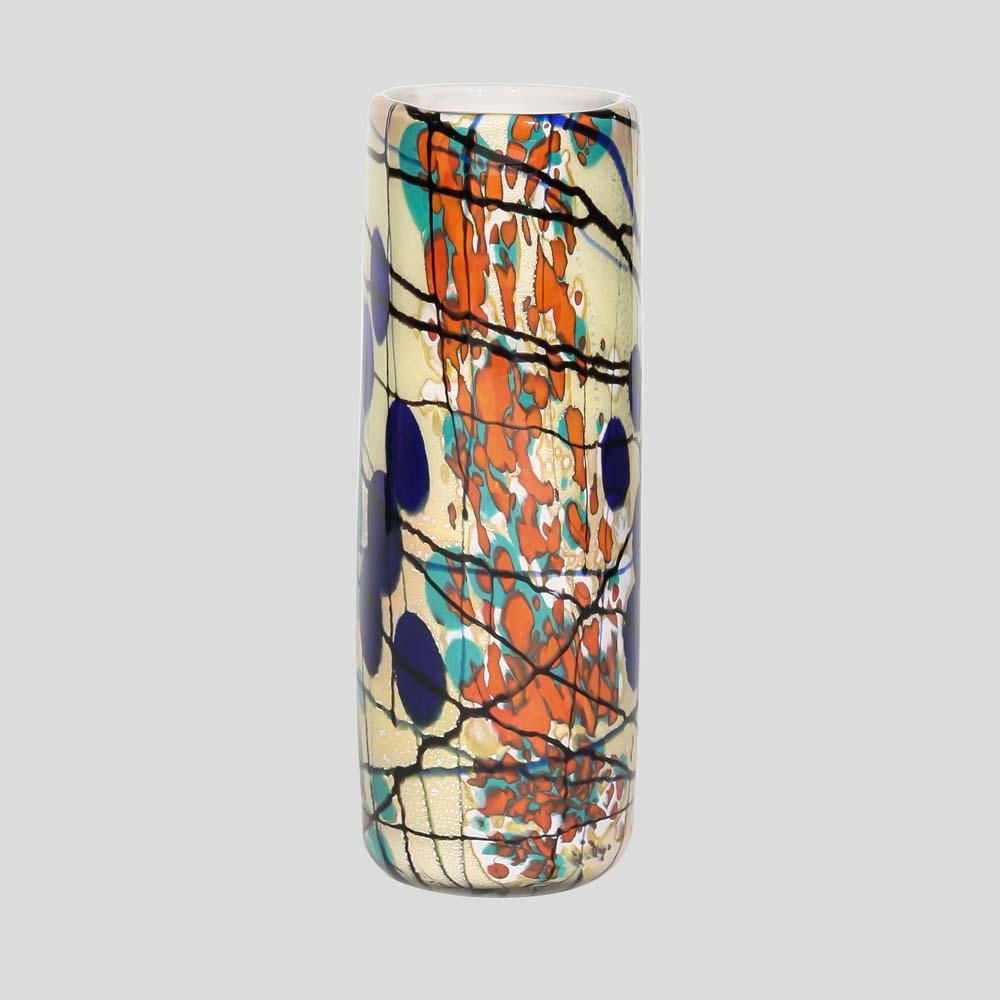 Vetro soffiato Un vaso unico in vetro di Murano soffiato a mano e multicolore di Cenedese in vendita