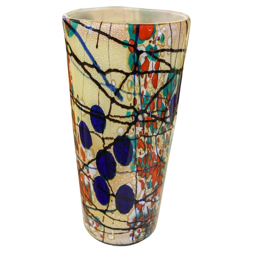 Un vaso unico in vetro di Murano soffiato a mano e multicolore di Cenedese in vendita