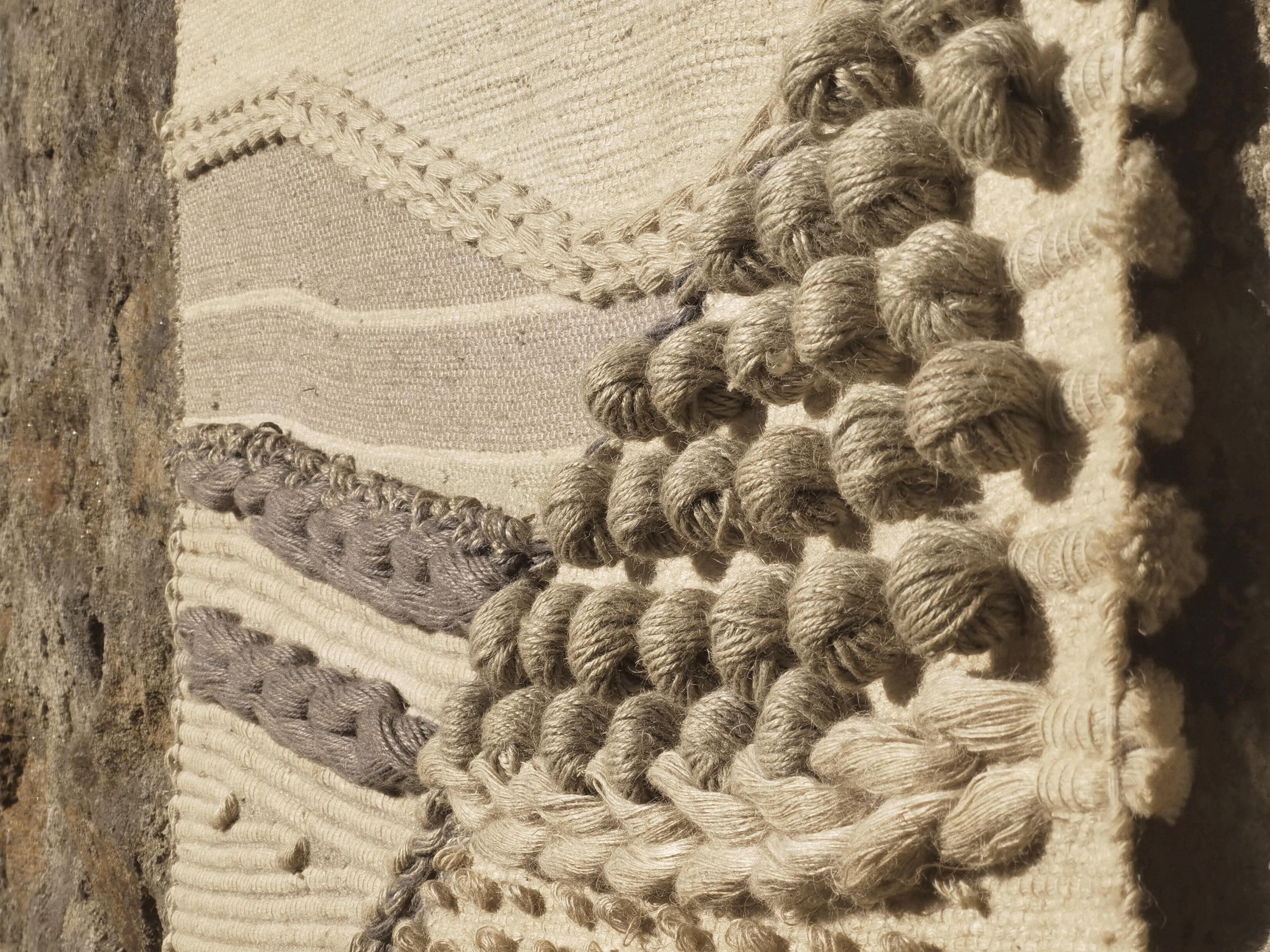 French A Unique HIPPIE Handmade ABSTRACT Wool TAPESTRY, AUBUSSON, France 1970 For Sale