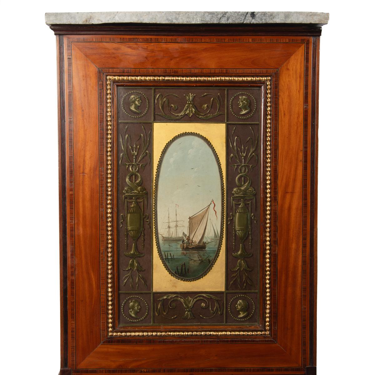Un unico mobile da collezione tardo georgiano in legno satinato dipinto con una scena marittima in vendita 9