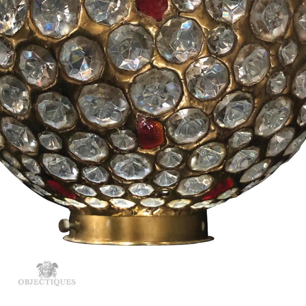 Unique Light Sphere with Hand Molded Brass / Crystal glass Sertissage  For Sale 3