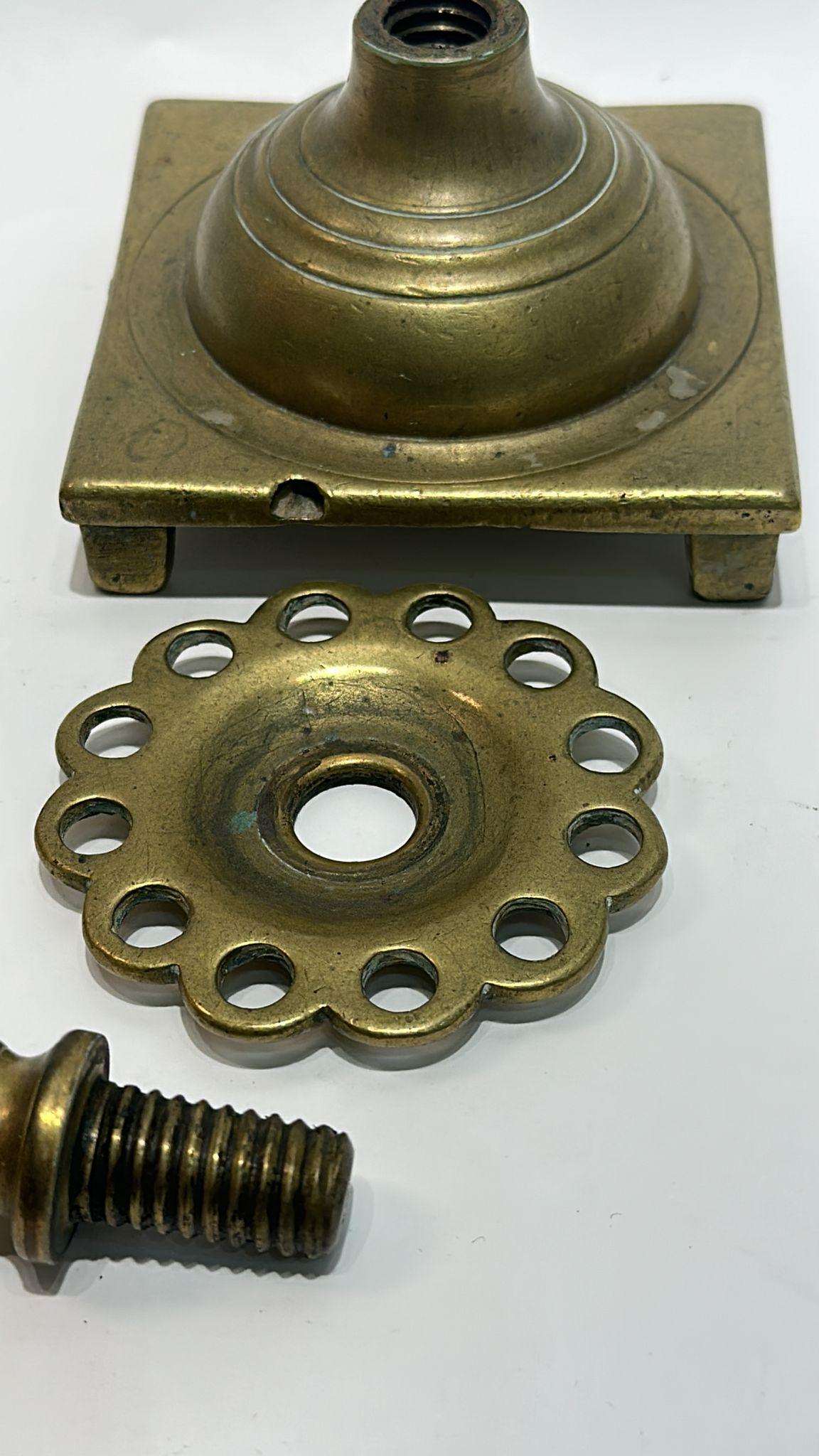 A Unique Pair of 18th-Century Polish Brass Candle Holders For Sale 4