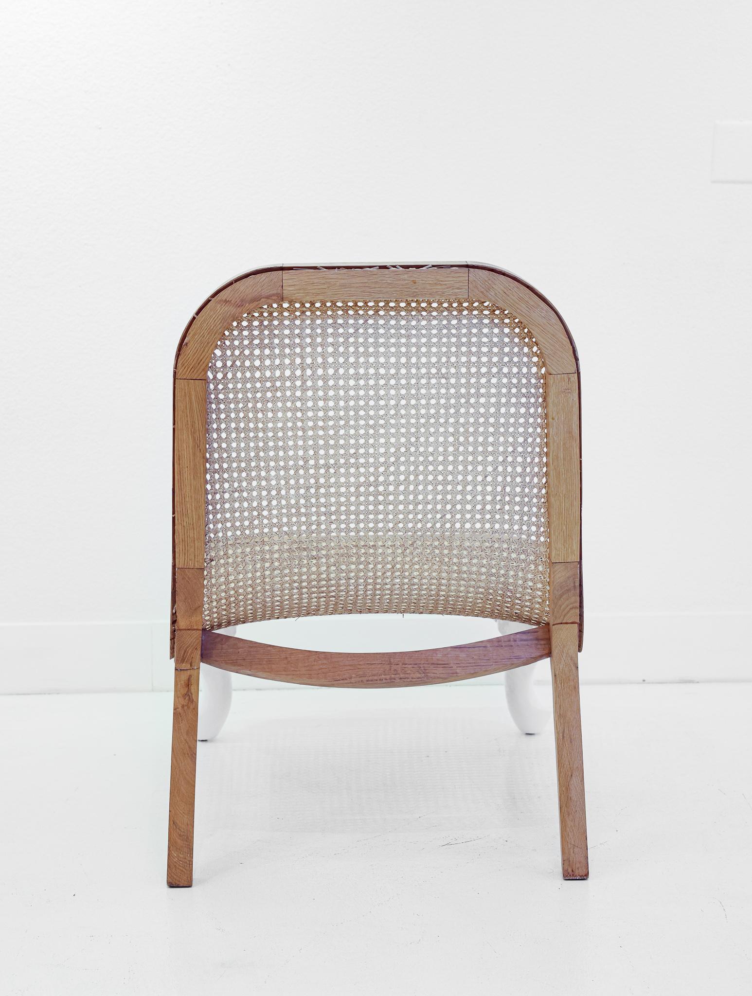 Unique Pair of Caned Slipper Chairs 1