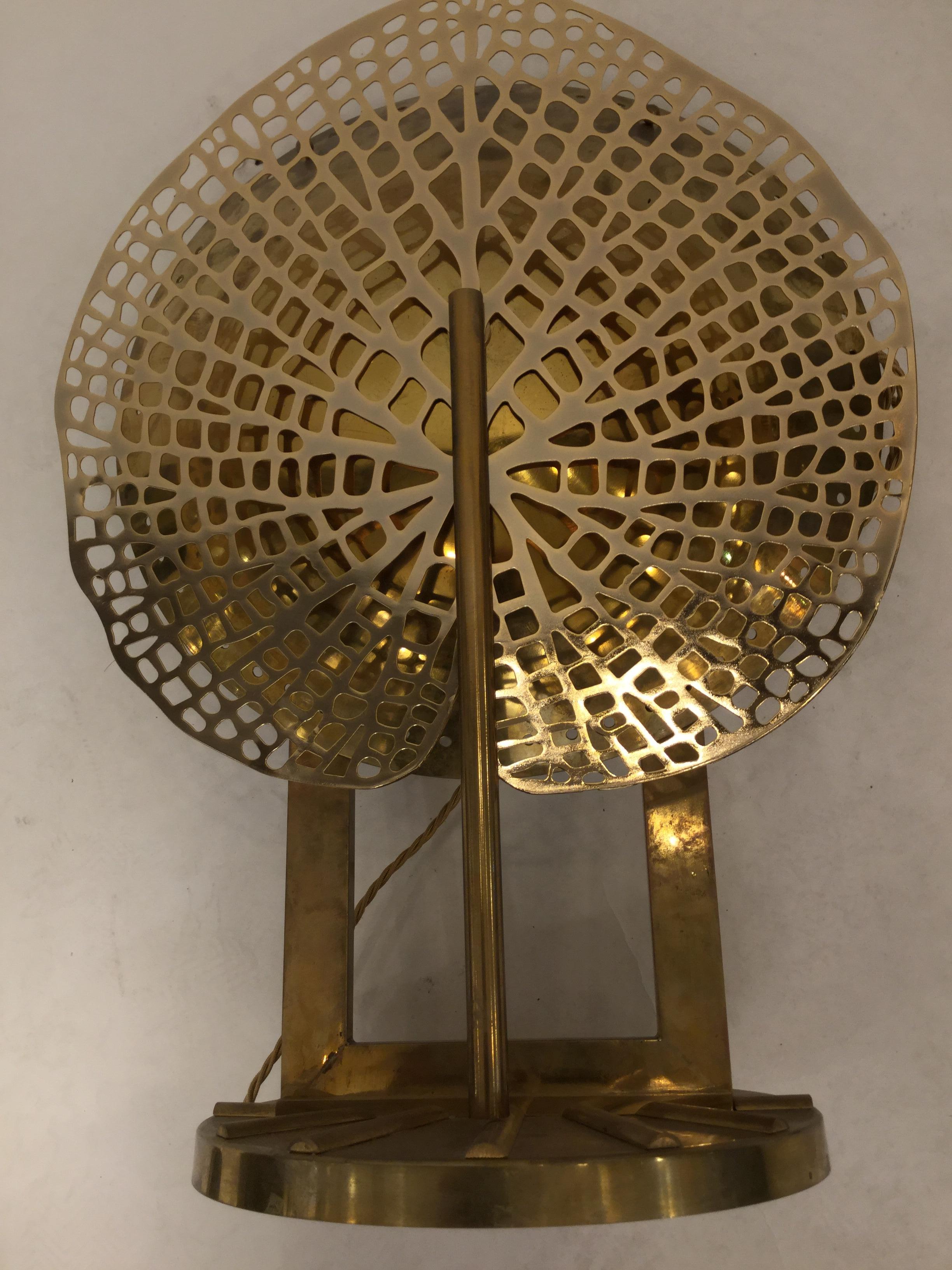 Unique Pair of Italian Table Lamps in Brass Attributed to Tommso Barbi, 1960 7