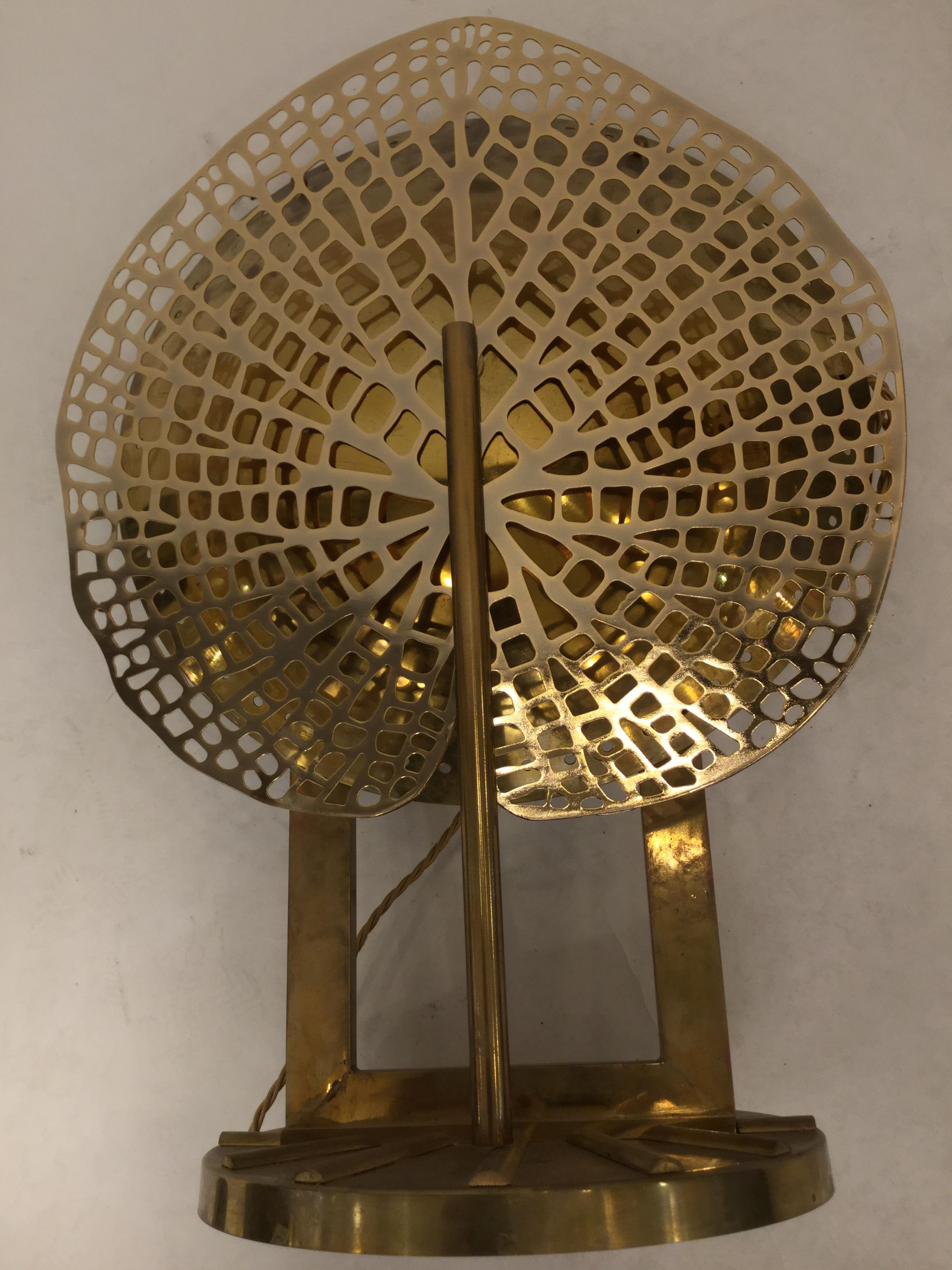 Unique Pair of Italian Table Lamps in Brass Attributed to Tommso Barbi, 1960 8