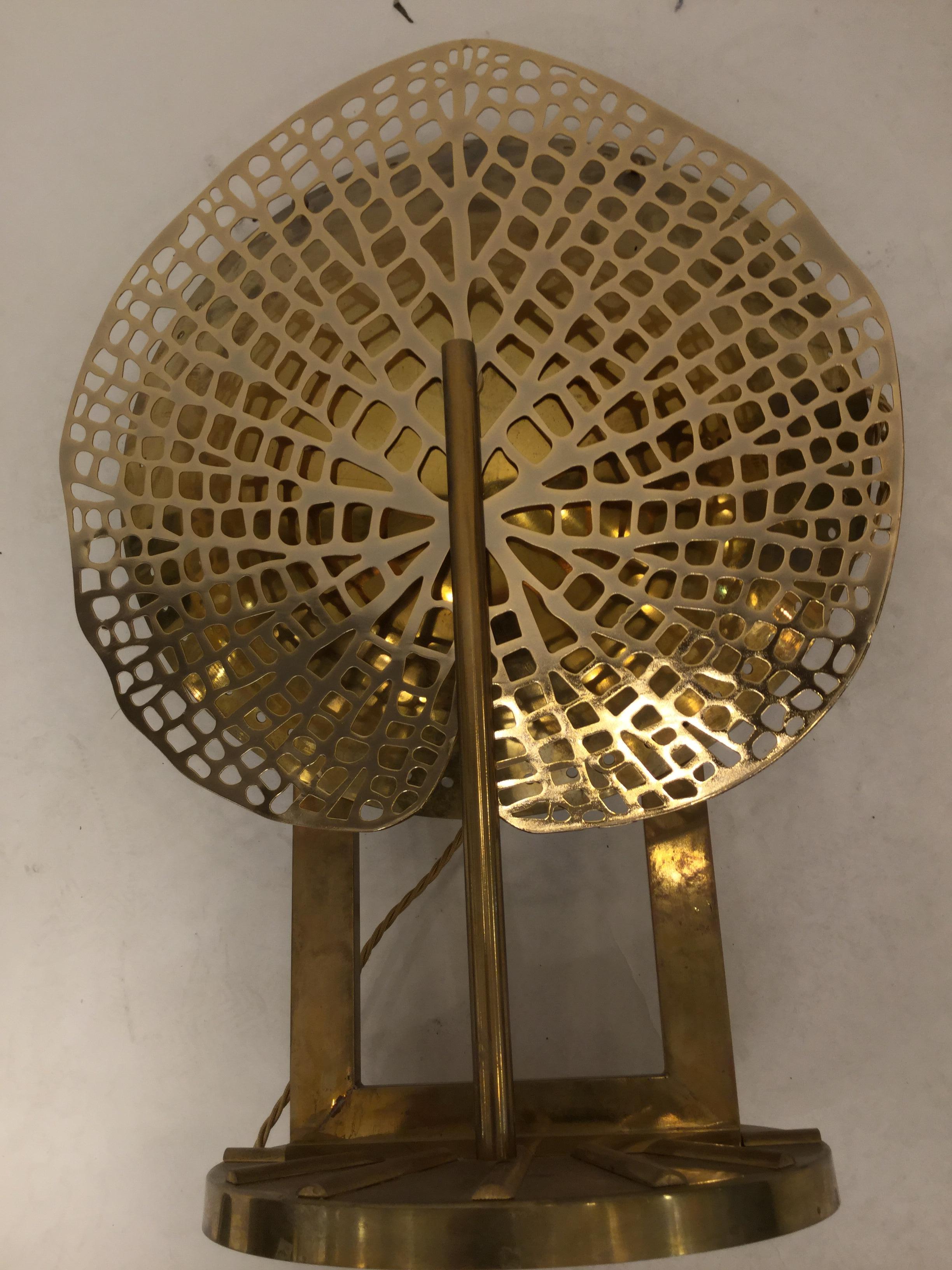 Unique Pair of Italian Table Lamps in Brass Attributed to Tommso Barbi, 1960 10