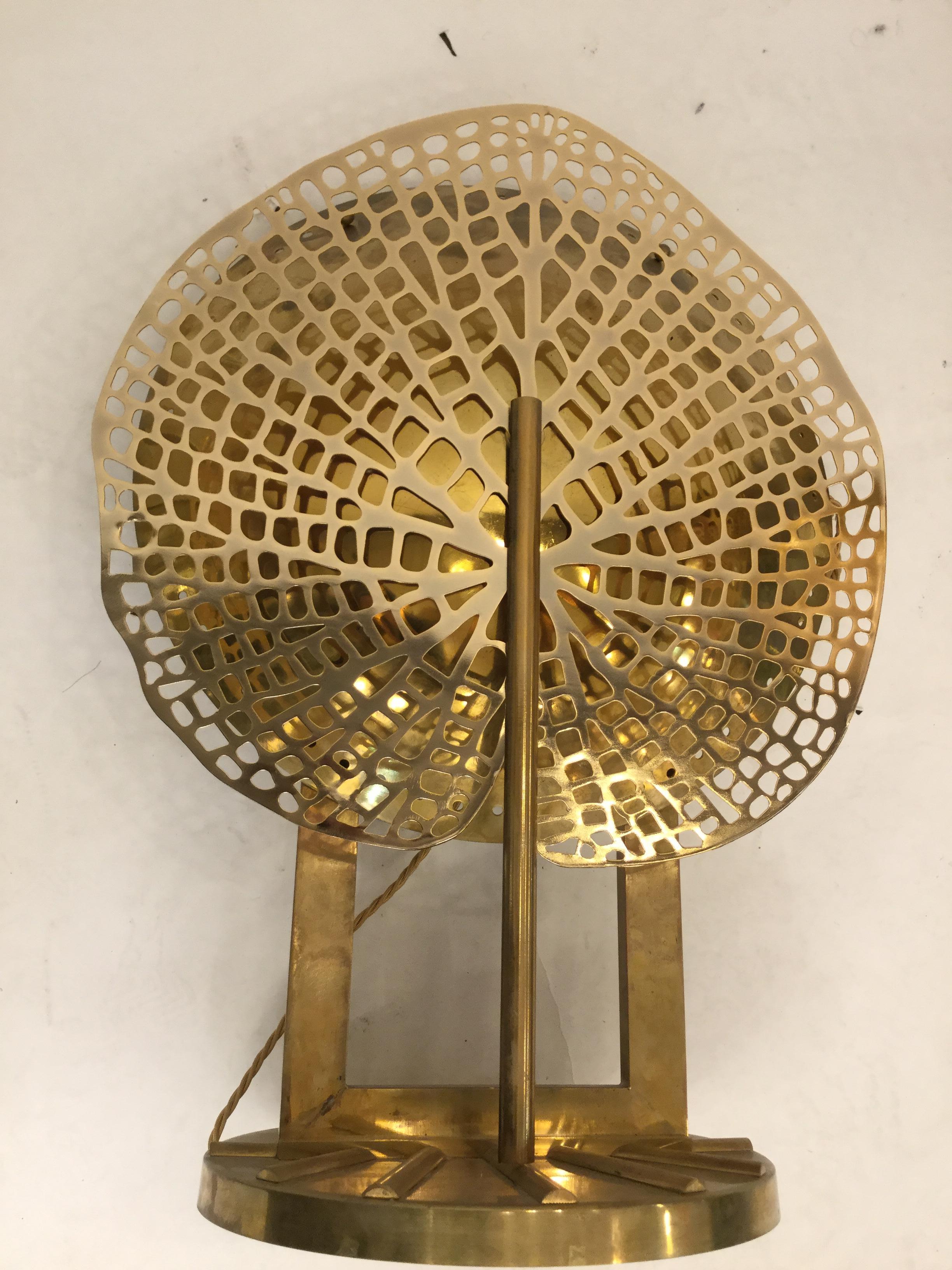 Unique Pair of Italian Table Lamps in Brass Attributed to Tommso Barbi, 1960 11