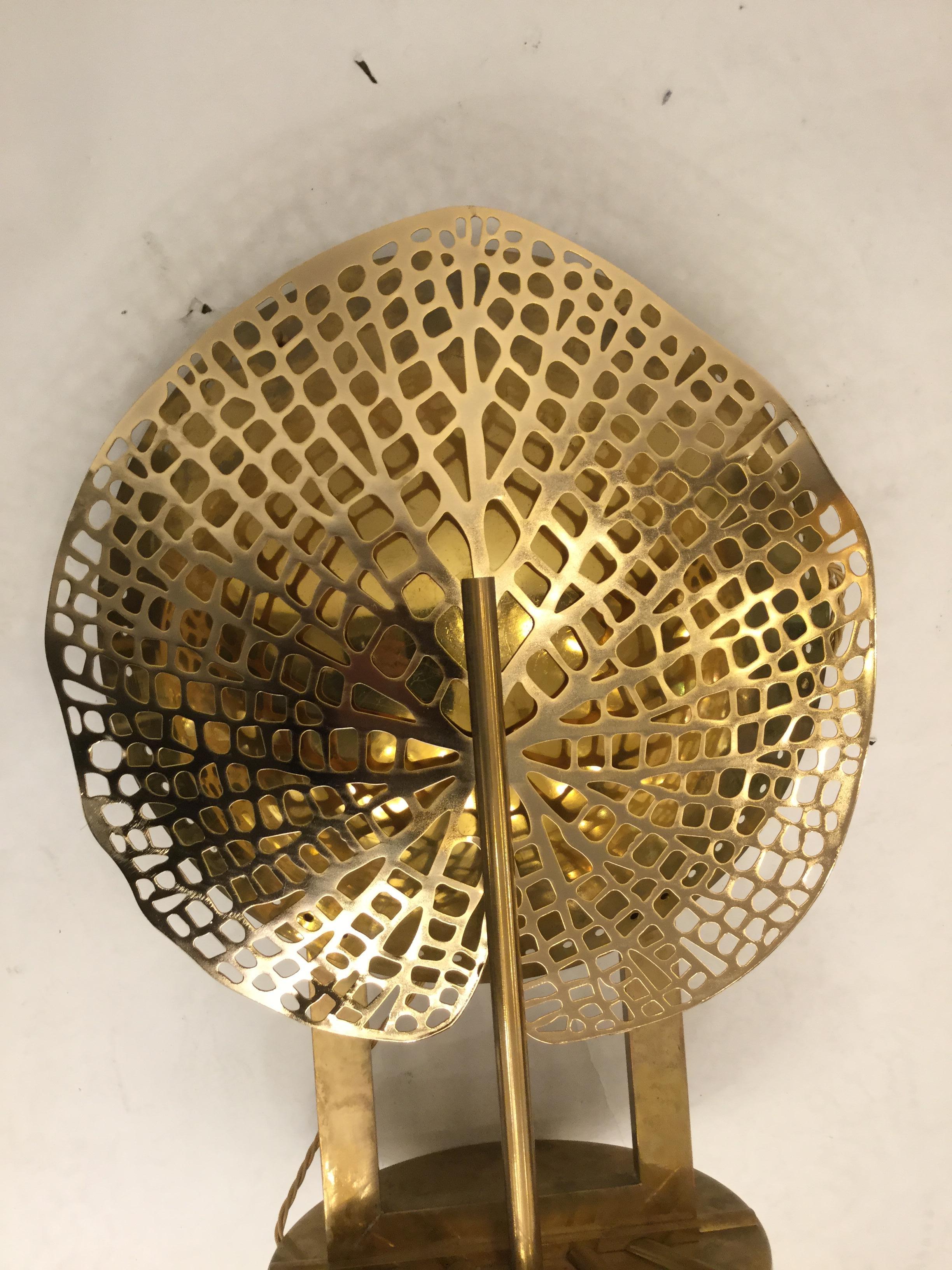 Unique Pair of Italian Table Lamps in Brass Attributed to Tommso Barbi, 1960 12