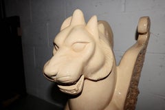 Unique Pair of Venetian Winged Lion Statues, Depicting Strength and Power