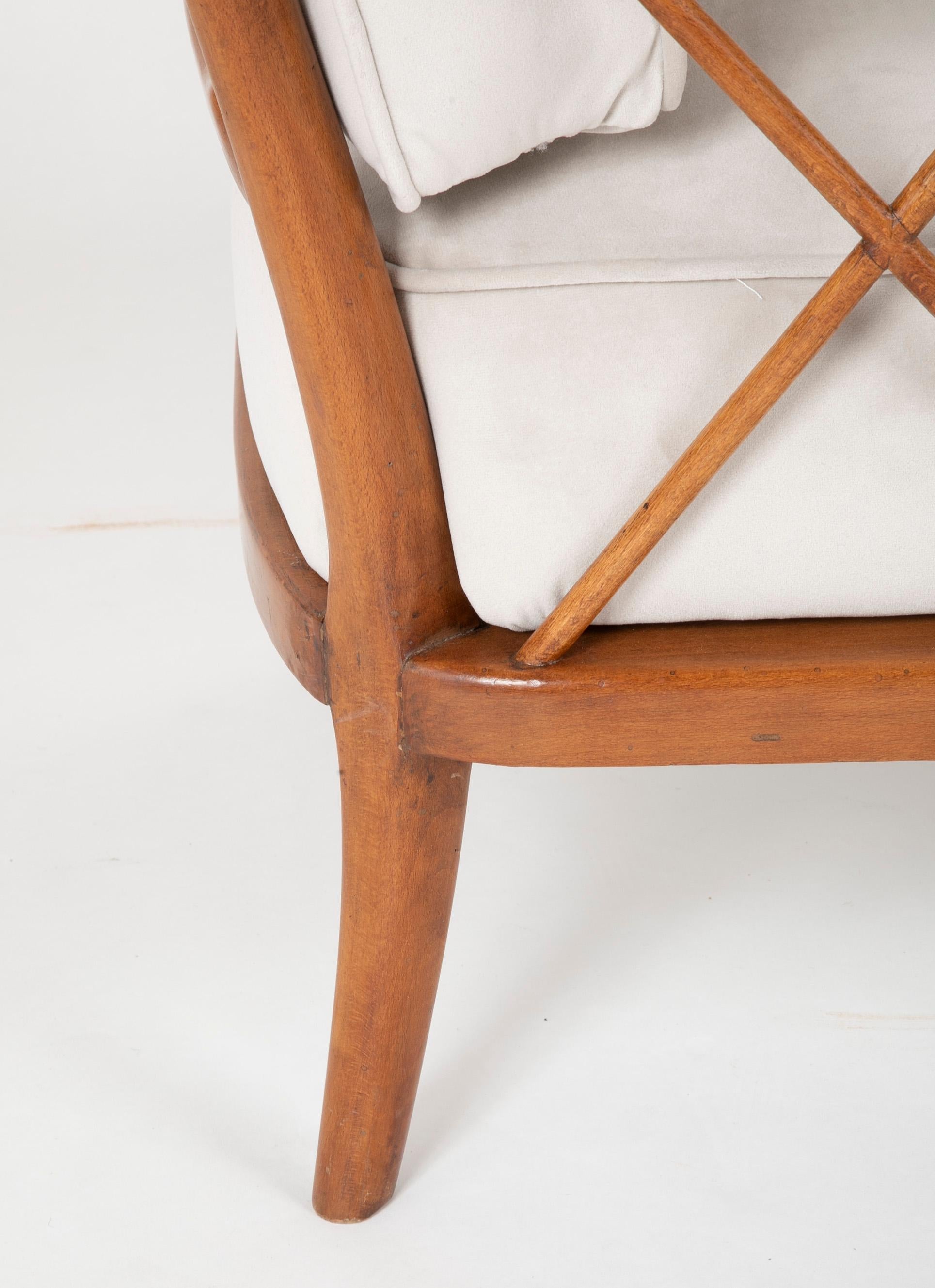 Unique Pair of Walnut Armchairs in the Manner of Paolo Buffa 11