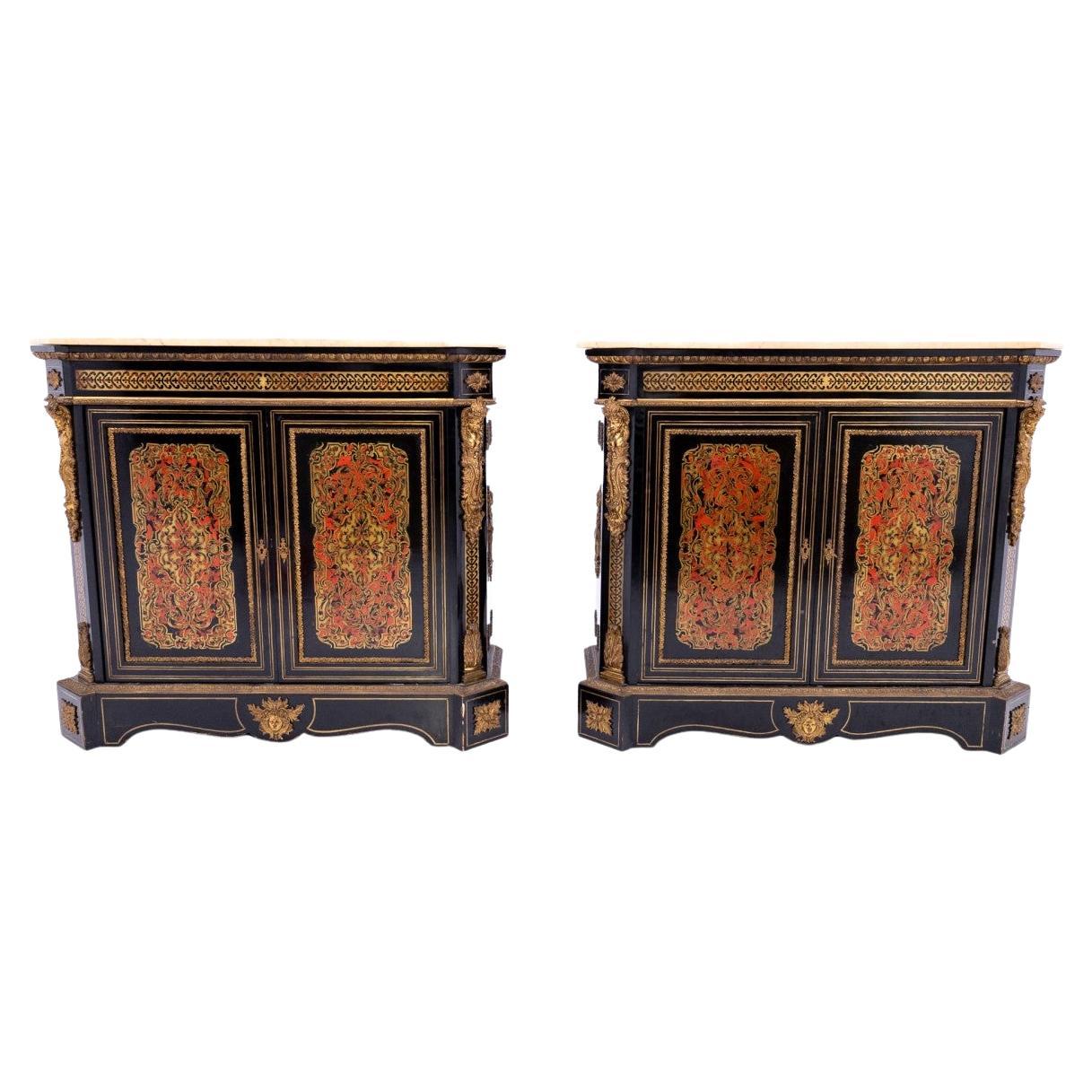 A unique set of Boulle chests of drawers, France, circa 1860. For Sale