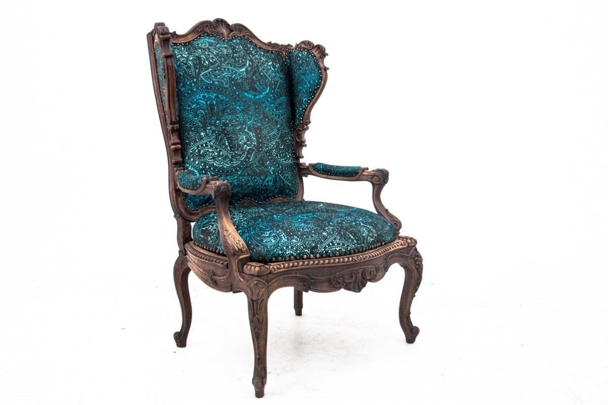 A unique wing chair, France, circa 1880. In Good Condition For Sale In Chorzów, PL