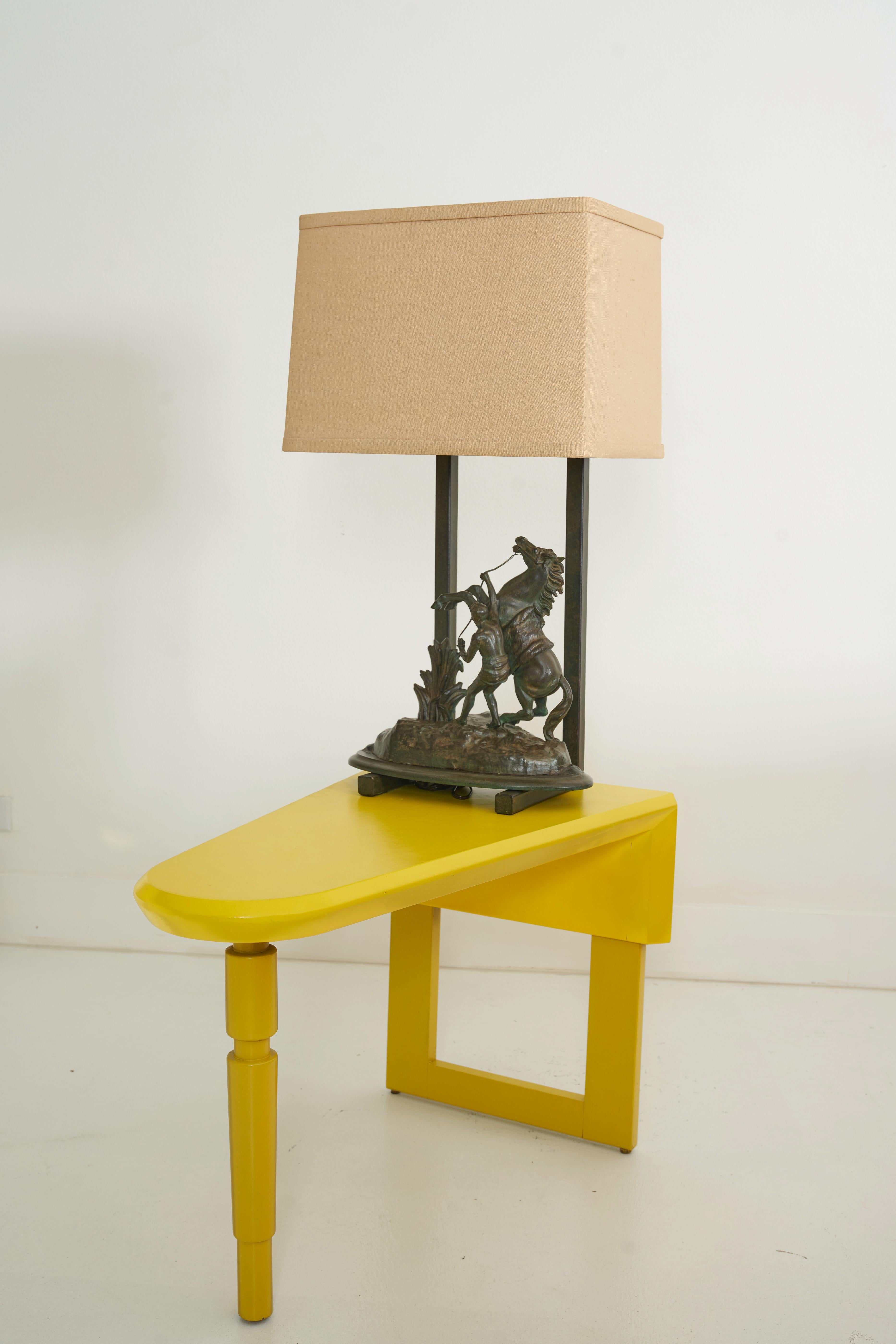 A Unique Yellow Leather Wrapped Side Table by William Haines In Good Condition In Palm Desert, CA